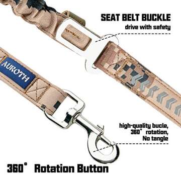 AUROTH Dog Leash Large Dogs, Heavy Duty Dog Leash Bungee, No Pull Dog Leash for Shock Absorption, De...