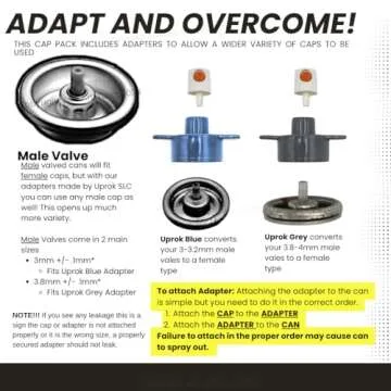 The UPROK Female Adapter and Male Caps Pack (22pc) for Krylon, Rust-Oleum, American Accents, and More! Spray Paint Caps for Home Improvement, Spray Paint Art, Street Art Tips