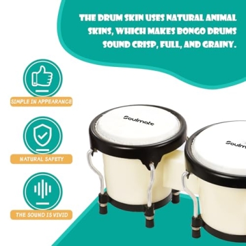 Soulmate Bongo Drum Set for All Ages & Beginners