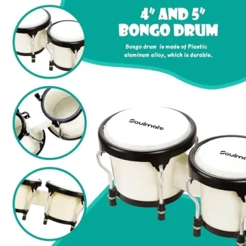 Soulmate Bongo Drum Set for All Ages & Beginners