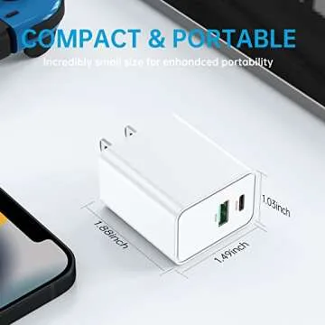USB C Wall Charger Block 20W, Dual Port USB-C Wall Plug-in USB Charger 20W PD & QC3.0 USB A Fast Charging Block for iPhone 15/14/13/12/11 Series, iPad Pro, AirPods Pro, Samsung Android Phones and More