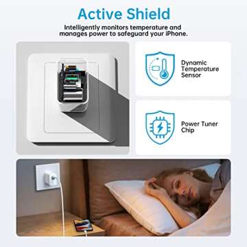 USB C Wall Charger Block 20W, Dual Port USB-C Wall Plug-in USB Charger 20W PD & QC3.0 USB A Fast Charging Block for iPhone 15/14/13/12/11 Series, iPad Pro, AirPods Pro, Samsung Android Phones and More