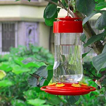 Shrdaepe 30 oz. Hummingbird Feeder, Big Bottle Bird Feeders, 8 Feeding Stations, Red