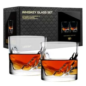 LIITON Grand Canyon Whiskey Glasses Set of 2 - Premium Freezable Crystal Tumblers 10oz