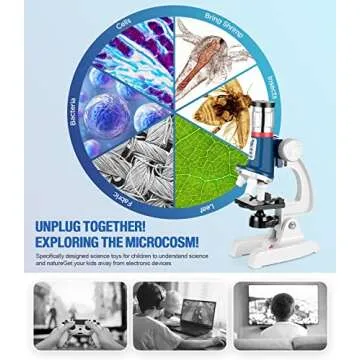58-Piece Kids Microscope Kit for Ages 5-12 - STEM Fun