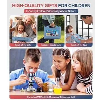 58-Piece Kids Microscope Kit for Ages 5-12 - STEM Fun