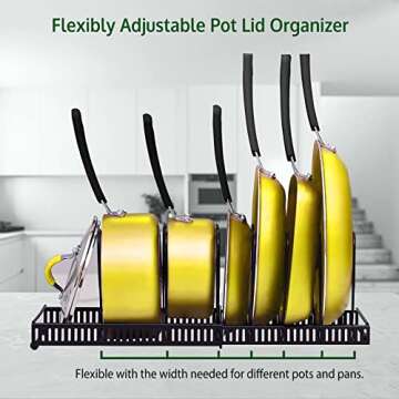BesChase Pots and Pans Organizer with Adjustable Dividers