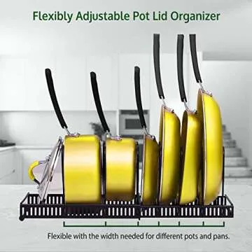BesChase Pots and Pans Organizer with Adjustable Dividers