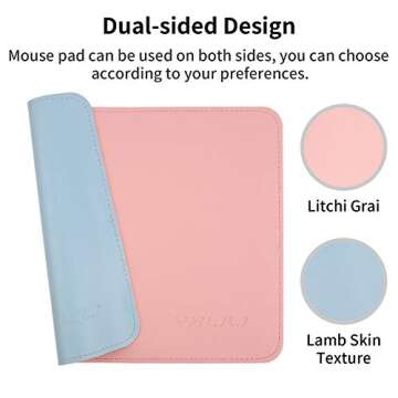 YXLILI Mouse Pad, Dual-Sided PU Leather Mouse Mat, Waterproof Ultra Smooth Mousepads with Stitched Edge Computer Mouse Pads for Gaming Office Work Home