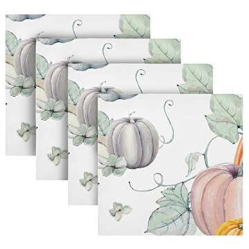 Thanksgiving Table Napkin Cloth Set of 4 Autumn Pumpkin Cloth Napkins 20x20in Washable Wrinkle Free Dinner Napkin for Fall Wedding Parties Restaurant Decor Everyday Use