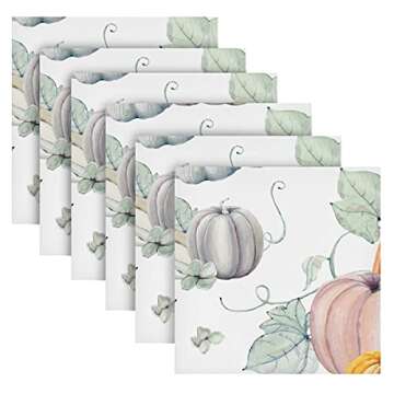 Thanksgiving Table Napkin Cloth Set of 4 Autumn Pumpkin Cloth Napkins 20x20in Washable Wrinkle Free Dinner Napkin for Fall Wedding Parties Restaurant Decor Everyday Use