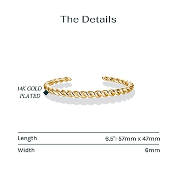 PAVOI 14K Gold Plated Twisted Chunky Bangle Bracelet
