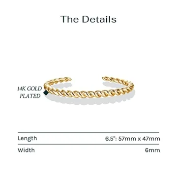 PAVOI 14K Gold Plated Twisted Chunky Bangle Bracelet