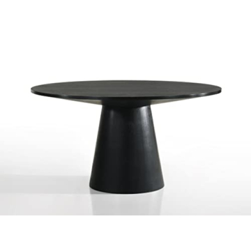 Lilola Home Jasper Ebony Black Round Dining Table 59"