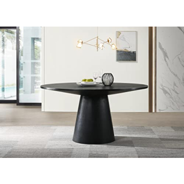Lilola Home Jasper Ebony Black Round Dining Table 59"