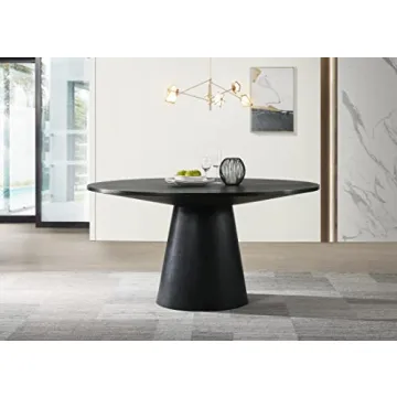 Lilola Home Jasper Ebony Black Round Dining Table 59"