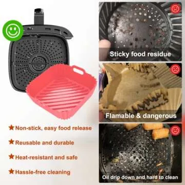 Eco-Friendly Air Fryer Silicone Liners 2 Pack for Healthy Cooking
