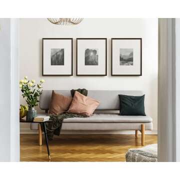 Kate and Laurel Adlynn Rectangle Picture Frame Set of 3, 16 x 20 matted to 8 x 10, Bronze, Vintage Three-Piece Frame Set for Gallery Wall Frame Set in Living Room Wall Decor