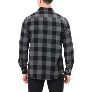 Alex Vando Mens Button Down Shirts Regular Fit Long Sleeve Casual Plaid Flannel Shirt.Grey/Black,L