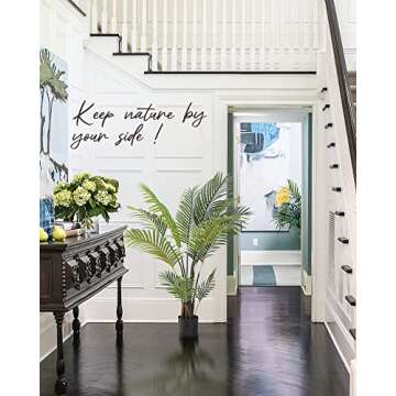 KELOTEVEN Artificial Areca Palm Tree - 4ft Tropical Decor Plants for Home and Office