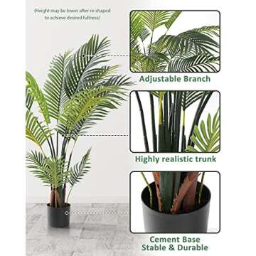 KELOTEVEN 4ft Areca Palm Tree for Indoor Outdoor Decor