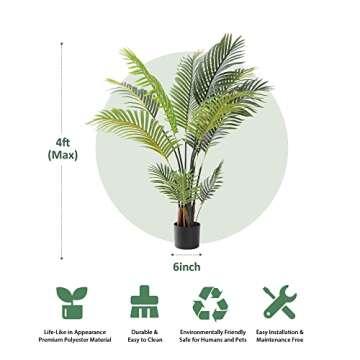 KELOTEVEN 4ft Areca Palm Tree for Indoor Outdoor Decor