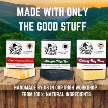 The Black Stuff All Natural Organic Soap Bar - Pack of 3 Soaps with Organic Ingredients and Essentia...