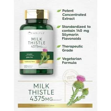 Carlyle Milk Thistle Supplement | 4375mg | 120 Capsules | High Potency Extract | Vegetarian, Non-GMO, Gluten Free