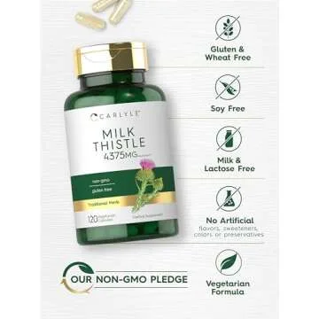 Carlyle Milk Thistle Supplement | 4375mg | 120 Capsules | High Potency Extract | Vegetarian, Non-GMO, Gluten Free