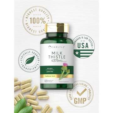 Carlyle Milk Thistle Supplement | 4375mg | 120 Capsules | High Potency Extract | Vegetarian, Non-GMO, Gluten Free