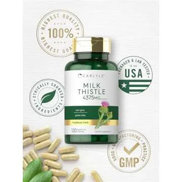 Carlyle Milk Thistle Supplement | 4375mg | 120 Capsules | High Potency Extract | Vegetarian, Non-GMO, Gluten Free