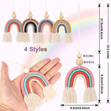 SANNIX Boho Rainbow Car Charms - 4 Pcs Handmade Diffusers