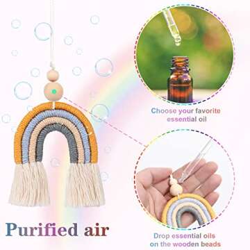 SANNIX Boho Rainbow Car Charms - 4 Pcs Handmade Diffusers