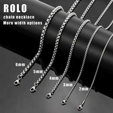 Square Rolo Chain Stainless Steel Necklace for Everyone