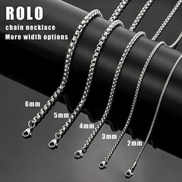 Square Rolo Chain Stainless Steel Necklace for Everyone