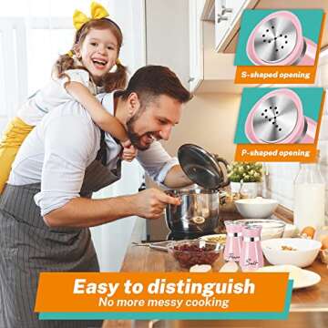 Pink Salt and Pepper Shakers Set with Holder,4 oz Kitchen Decor and Accessories Home Essentials Cute Household Items for Mother's Day Housewarming Gift Refillable Design (Pink)