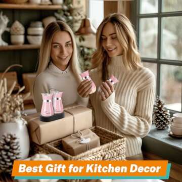Pink Salt and Pepper Shakers Set with Holder,4 oz Kitchen Decor and Accessories Home Essentials Cute Household Items for Mother's Day Housewarming Gift Refillable Design (Pink)