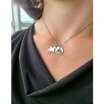 Personalized Unicorn Necklace with Custom Birthstone