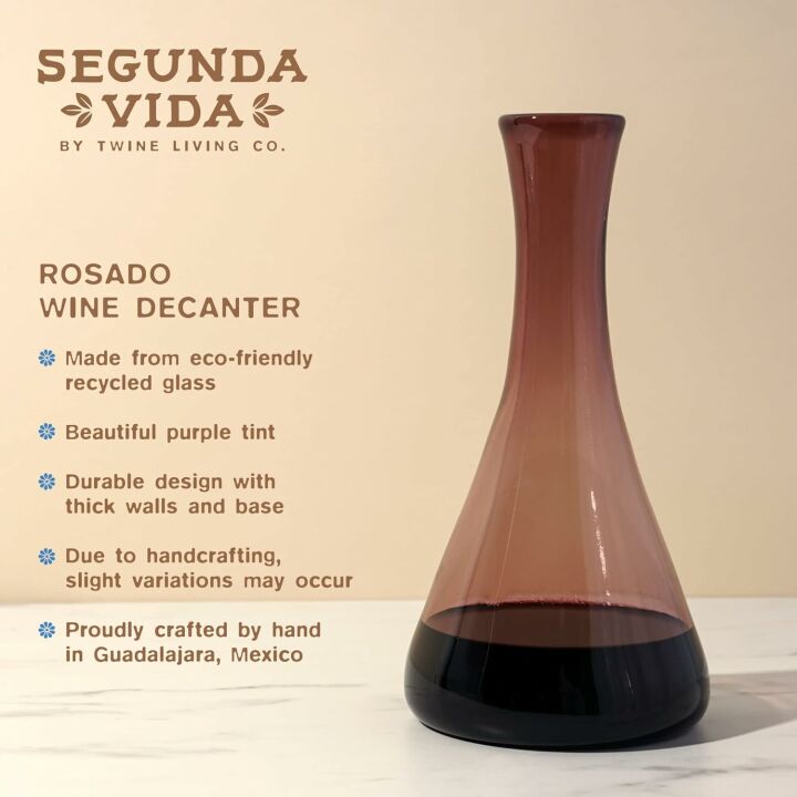 Hand Blown 100% Recycled Glass Wine Decanter