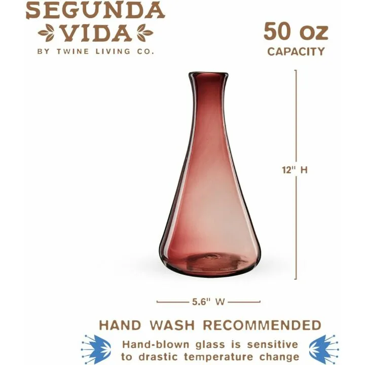 Hand Blown 100% Recycled Glass Wine Decanter