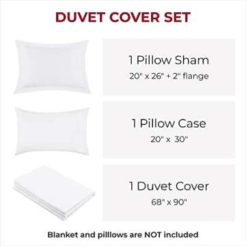 Mellanni Duvet Cover Set - 3 PC Iconic Collection Bedding Set - Hotel Luxury, Extra Soft & Cooling - Microfiber - Button Closure and Corner Ties (Twin, White)