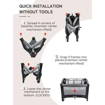 BIUSIKAN Bedside Bassinet for Baby, Baby Crib with Mosquito Net, Mattress, Diaper Changer, Baby Playpen for Newborn to Toddles, Portable Crib for Baby, Pack and Play with Bassinet, 5 in 1 Bedside Crib