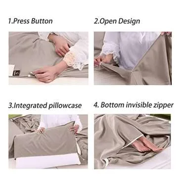 MongByYa Sleeping Bag Liner Lightweight Compact Sleeping Bag Sack Portable Clean Travel Sheet Camping Sleep Sheet for Backpacking Hotel Hiking (Light Khaki, 82.7” X 70.9”)