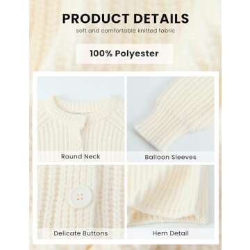 Bianstore Women's Casual Long Sleeve Crewneck Button Down Cardigan Sweater Knit Outwear(Apricot-XS)