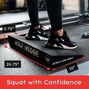 Wolf Wedge Squat Wedge - Slant Board Heel Lift for Strength and Knees Over Toes - Calf Stretcher Inc...