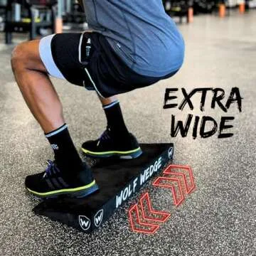 Wolf Wedge Squat Wedge - Slant Board Heel Lift for Strength and Knees Over Toes - Calf Stretcher Incline Board- Wide Durable Heel Elevated Squat Wedge Block for Weightlifting and Mobility
