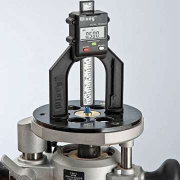 Wixey WR25 Mini 3" Digital Height Gauge for Woodworking, Displays Inches with Fractions or Millimeters, Magnetic Feet, Locking Rule, Digital Depth Gauge for Table Saw Blades, Routers, and DIY Projects