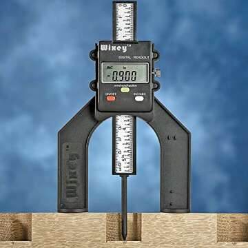 Wixey WR25 Mini 3" Digital Height Gauge for Woodworking, Displays Inches with Fractions or Millimeters, Magnetic Feet, Locking Rule, Digital Depth Gauge for Table Saw Blades, Routers, and DIY Projects