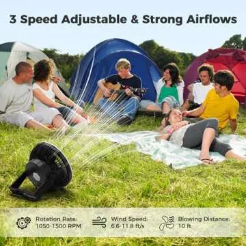 Camping Fan with LED Lantern, 8-Inch Portable Camping Fan, 10000mAh Rechargeable Battery Operated Tent Fan, 3 Speeds Table Fan with Light & Hook for Camping RV Travel Jobsite Hurricane Power Outage