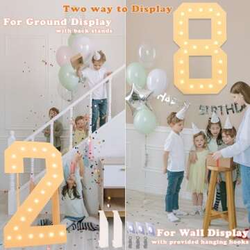 LOBOOM 3FT Light Up Numbers, White Giant Marquee Number Mosaic Number for 16th Birthday Backdrop Anniversary Decorations Large Numbers for Party Wedding Decor, Pre-Cut Foam Frame Number 16